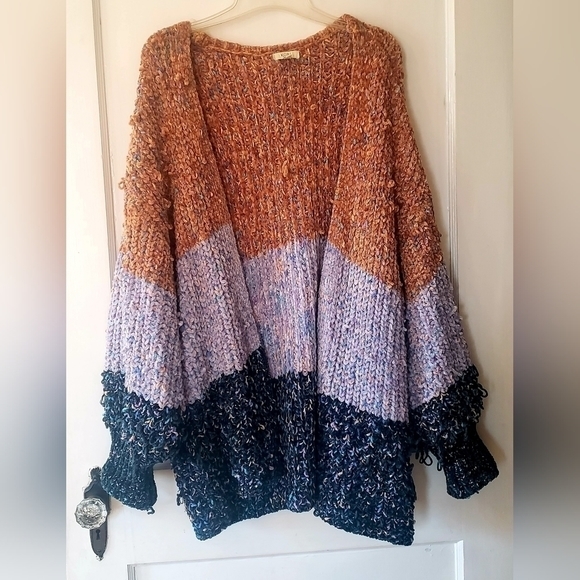 KORI America Mutlticolored Lose Knit ted  Oversized Cardigan‎ Womens Size M/L - Picture 2 of 12
